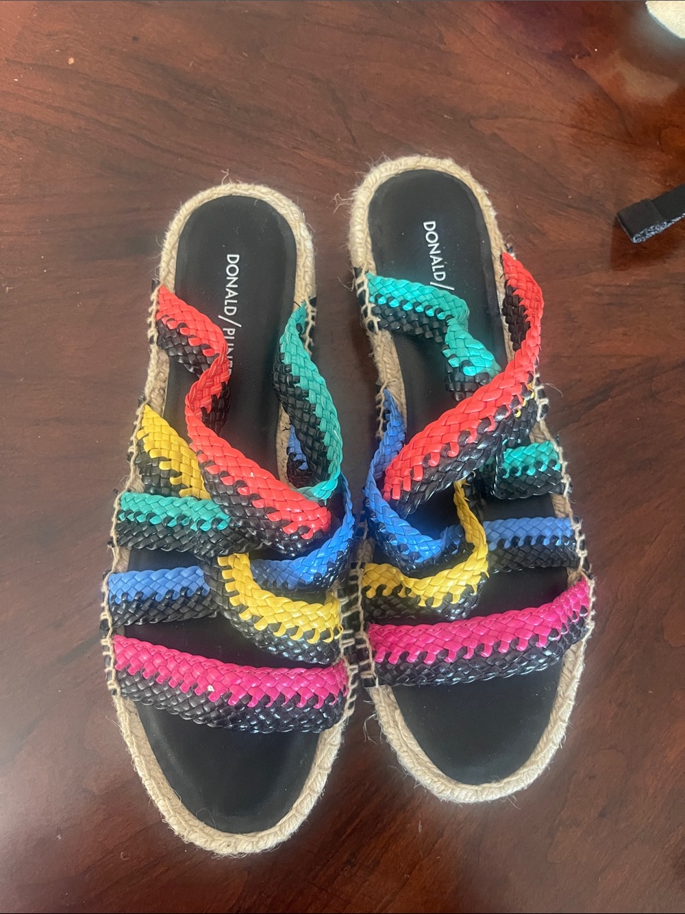 Donald J. Pliner Multicolor Braided Slide Sandals - Pink/Blue/Yellow/Green/Red